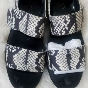 VInce Snake Print Flat Sandals